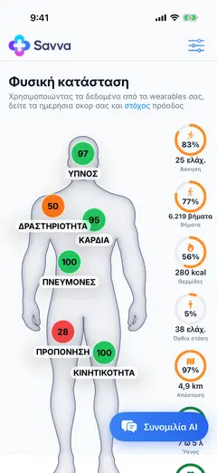 Savva iOS στιγμιότυπο σε Ελληνικά