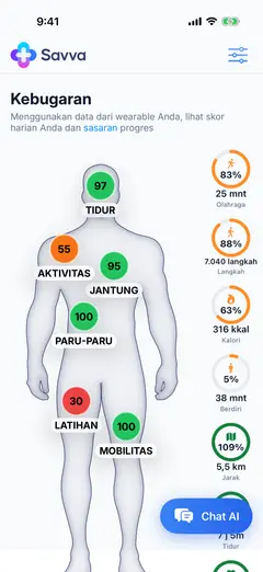 Tangkapan layar Savva iOS dalam Indonesia